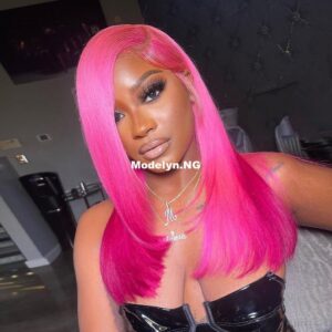 Hot Pink 13x4 13x6 Wig Raw Lace Front Human Hair Wigs 613 Colored Virgin Human Hair Silky Straight Transparent Lace 250 Density